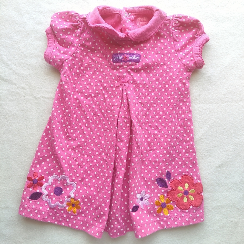 Vintage CoM by Carter's Dress Pink Collared Polkadot Floral Size 3-6 Months…